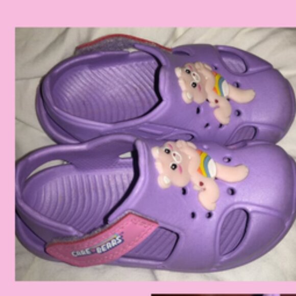 Care Bears Purple Clogs Summer Sandals Shoes Size Little Girls 6 - Rare HTF - Picture 2 of 3